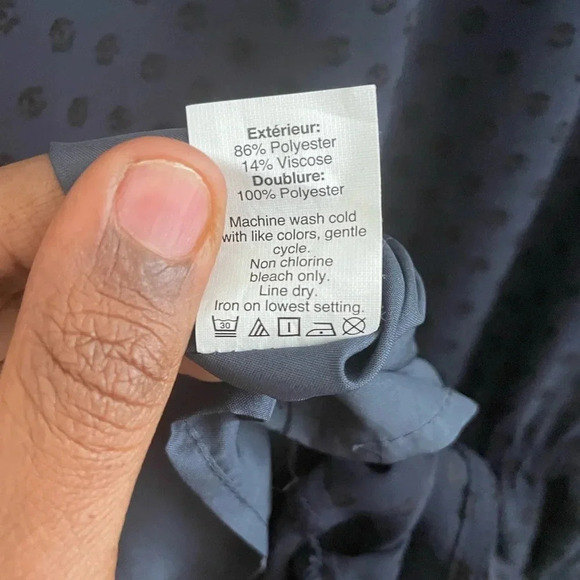 J. Crew Swiss Dot A-Line Long Sleeves Navy Dress- Size 6 - Picture 5 of 6